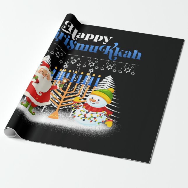 Happy Chrismukkah Jewish Christmas Hanukkah Wrapping Paper (Unrolled)