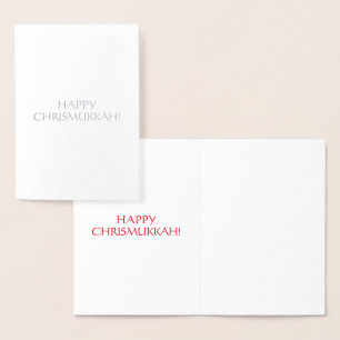 Happy Chrismukkah red int. letters - silver / gold Foil Card