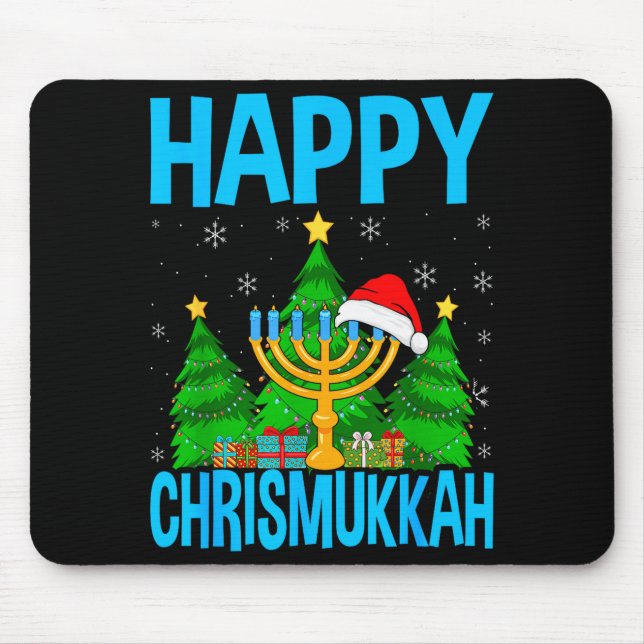 Happy Chrismukkah Santa Hat Christmas Hanukkah Sle Mouse Pad (Front)