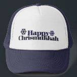 Happy chrismukkah trucker hat<br><div class="desc">Chrismukkah is a pop-culture neologism referring to the merging of the holidays of Christianity's Christmas and Judaism's Hanukkah</div>