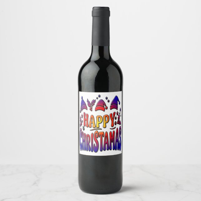 happy christamas wine label (Front)