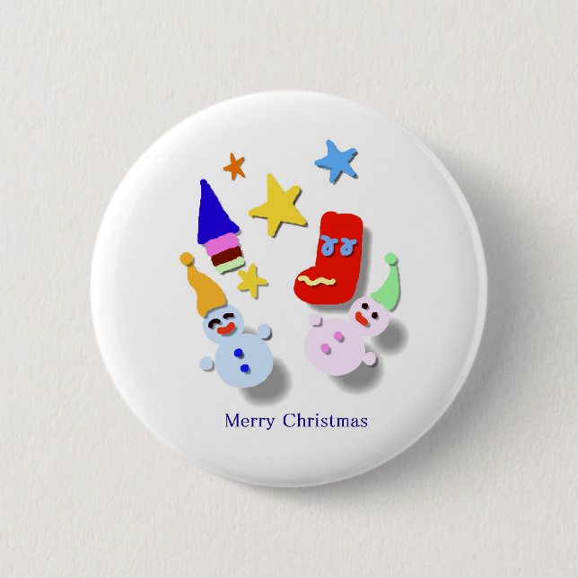 Happy - Christmas 2 Inch Round Button (Front)