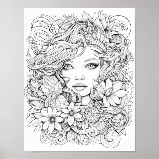 Happy Christmas Adult Colouring Poster (Front)