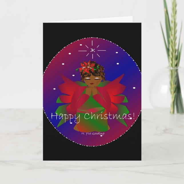 Happy Christmas Angel Baby Girl Praying Holiday Card (Front)