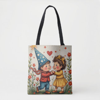Happy Christmas Angel Boy Girl Gift Tote Bag
