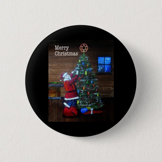 Happy Christmas Arborist Tree Surgeon Rigging Tree 2 Inch Round Button (Front)
