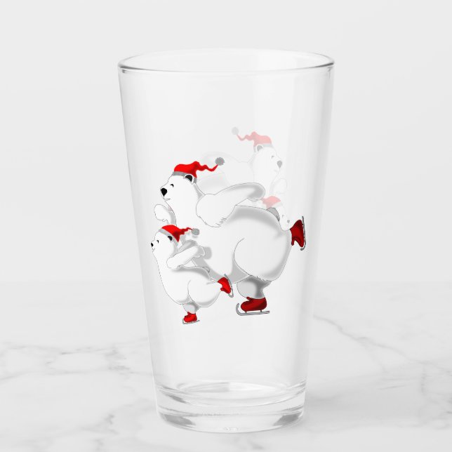 Happy Christmas Bear Glass (Front)