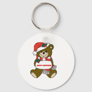 Happy Christmas Bear Keychain