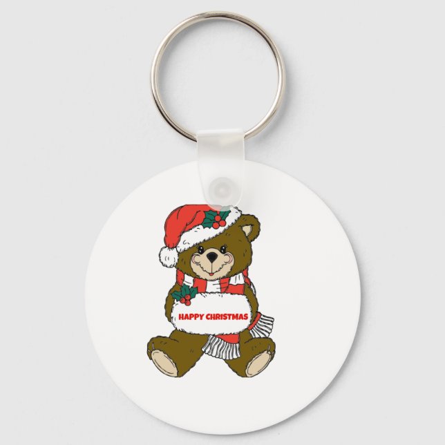 Happy Christmas Bear Keychain (Front)