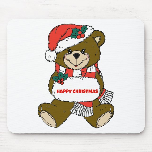 Happy Christmas Bear Mouse Pad (Front)