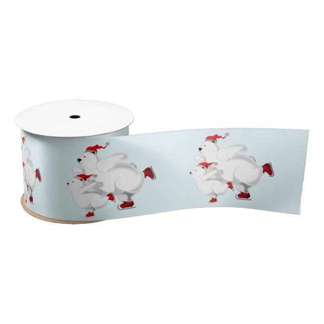 Happy Christmas Bear Ribbon Satin Ribbon (Spool)