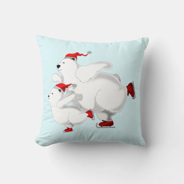 Happy Christmas Bear Throw Pillow (Front)