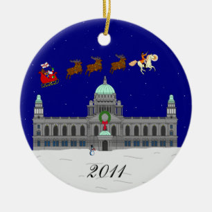 Happy Christmas (Belfast City Hall) Ceramic Ornament
