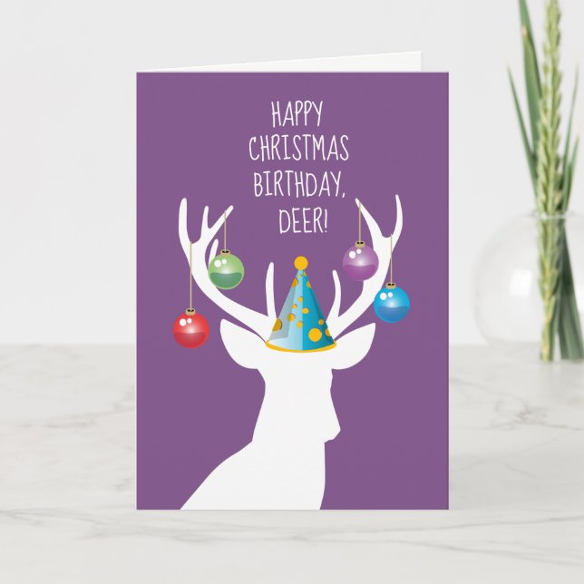 Happy Christmas Birthday Deer Card (Front)