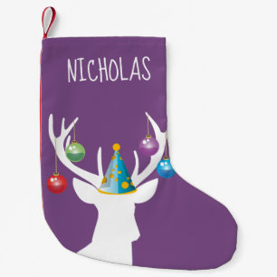 Happy Christmas Birthday Deer Stocking