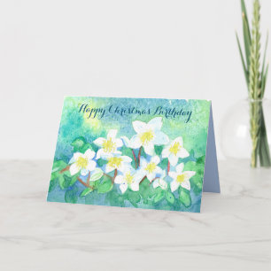 Happy Christmas Birthday Hellebore Flowers Card