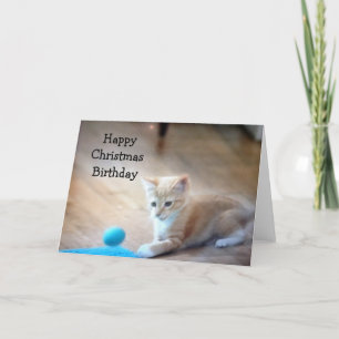 HAPPY CHRISTMAS BIRTHDAY KITTY STYLE HOLIDAY CARD