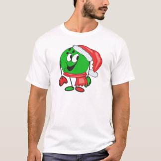 Happy christmas bowling ball wearing a santa cap T-Shirt