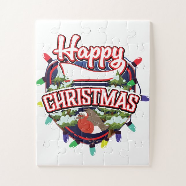 Happy Christmas cartoon logo Jigsaw Puzzle (Vertical)