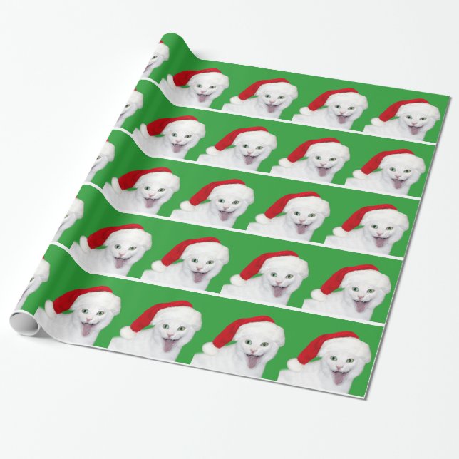 Happy Christmas cat Wrapping Paper (Unrolled)