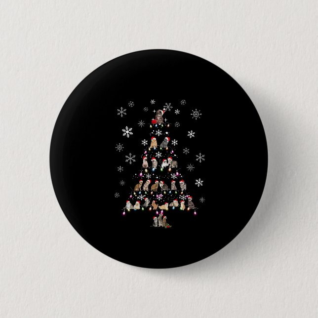Happy Christmas | Cute Cat Christmas Tree 2 Inch Round Button (Front)