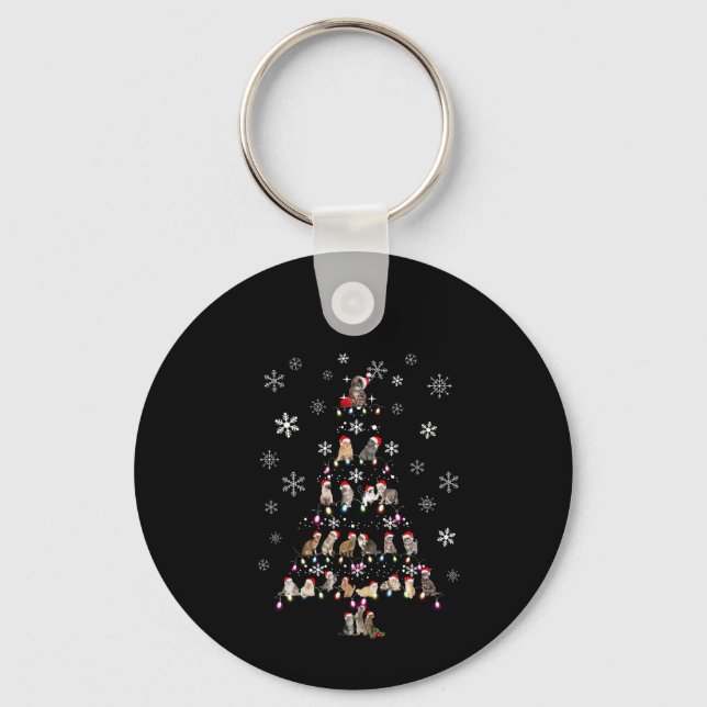 Happy Christmas | Cute Cat Christmas Tree Keychain (Front)
