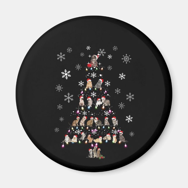 Happy Christmas | Cute Cat Christmas Tree Magnet (Front)