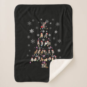 Happy Christmas Cute Cat Christmas Tree Sherpa Blanket
