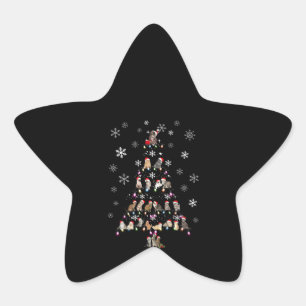 Happy Christmas   Cute Cat Christmas Tree Star Sticker