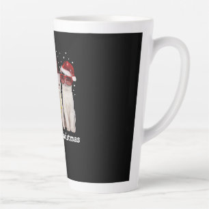 Happy Christmas Cute Cat With Santa Claus Latte Mug