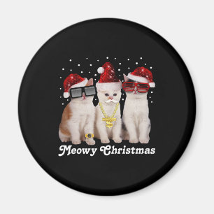 Happy Christmas   Cute Cat With Santa Claus Magnet