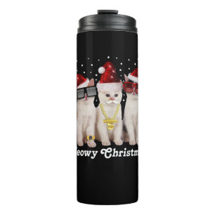 Happy Christmas Cute Cat With Santa Claus Thermal Tumbler