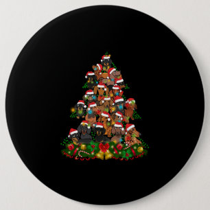 Happy Christmas Cute Dog Christmas Tree Lights 6 Inch Round Button