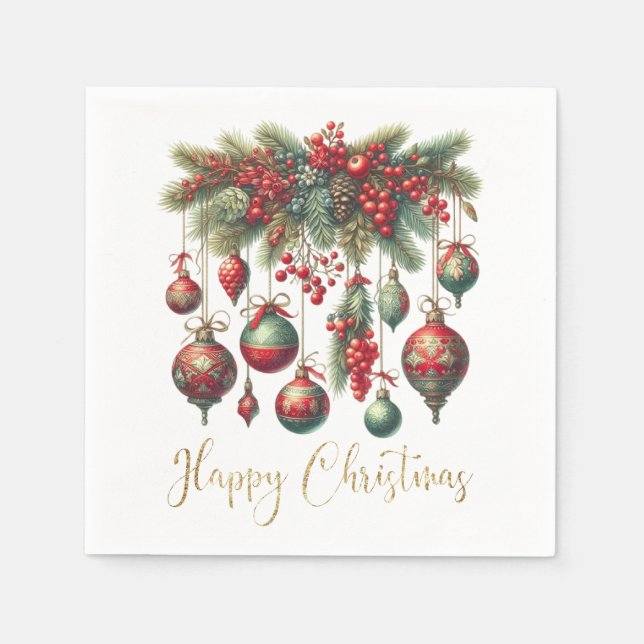 Happy Christmas Decorations Napkin (Front)