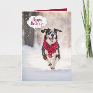 Happy Christmas Dog In Snow Card