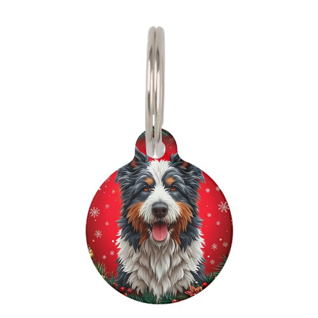 Happy christmas dog pet tag (Front)