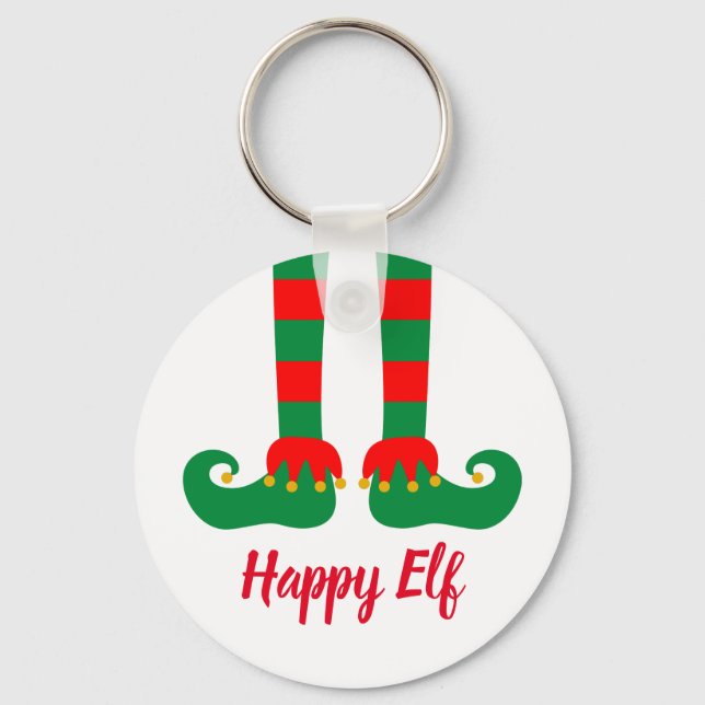 Happy Christmas elf keychain with custom text (Front)