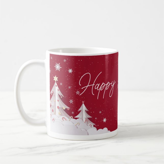 Happy Christmas – Festive Holiday Ruby Red Mug (Left)