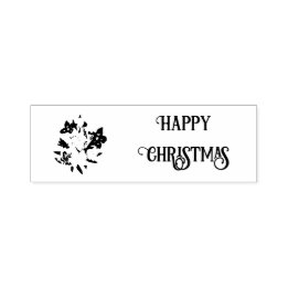 Happy Christmas Floral Rubber Stamp