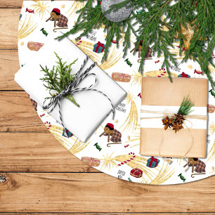 Happy Christmas, gifts and sweets for everyone. Brushed Polyester Tree Skirt
