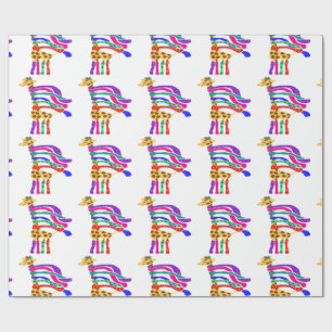Happy Christmas Giraffe wrap paper
