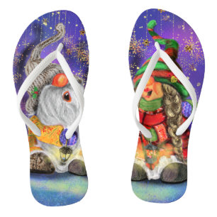 Happy Christmas Gnome Flip Flops