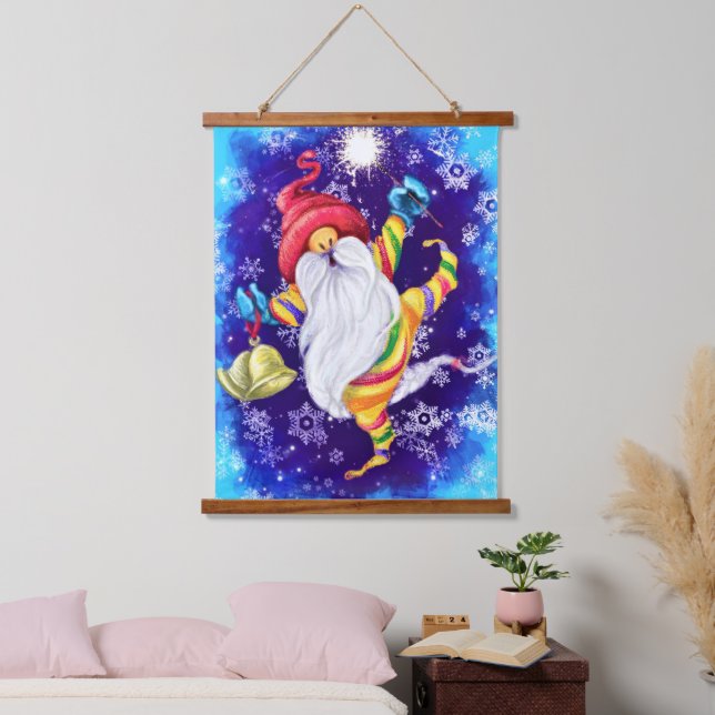 Happy Christmas Gnome Hanging Tapestry (Bedroom)