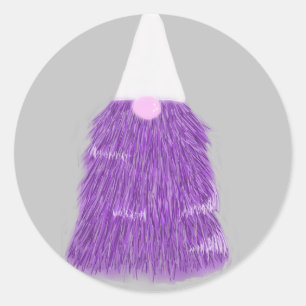 Happy Christmas gnome in purple Classic Round Sticker