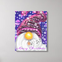 Happy Christmas Gnome In Purple Hat Canvas Print