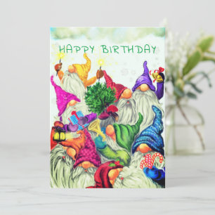 Happy Christmas Gnomes Birthday Card