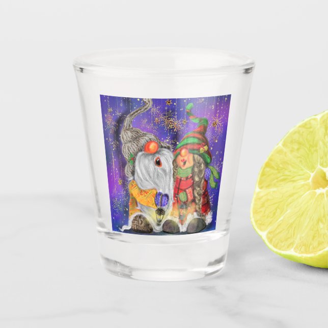 Happy Christmas Gnomes Shot Glass (Front)
