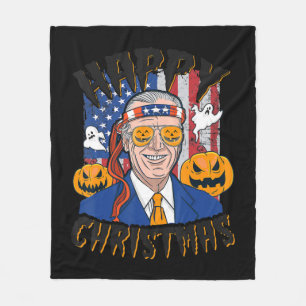 Happy Christmas Halloween Jokes Pumpkin Boo Fun Jo Fleece Blanket