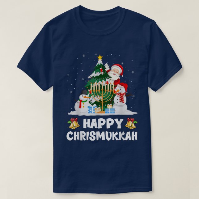 Happy Christmas Hanukkah Religious Holiday Funny C T-Shirt (Design Front)