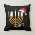 Happy Christmas Hanukkah Santa Hat Jewish Menorah Throw Pillow<br><div class="desc">A funny gift idea for celebrating Christmas. The best Xmas Gift for Friends and Family Members. Celebrate the feast with your loved ones and make them all laugh. Happy Christmas Hanukkah Santa Hat Jewish Menorah</div>